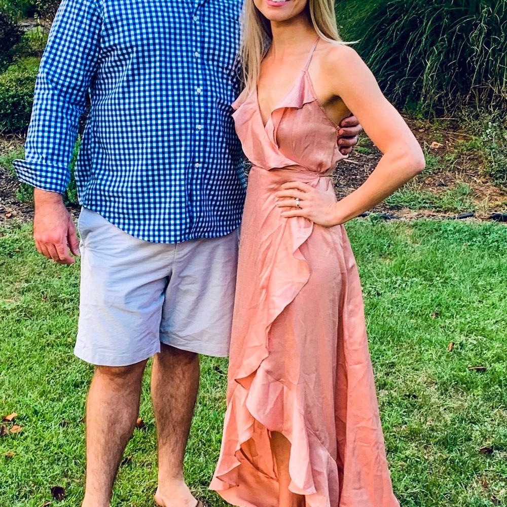 Pink Blush Medium pink wrap dress. Runs small and only worn once!